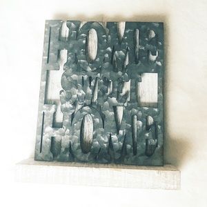 Home Sweet Home Sign Farmhouse Decor Cream Silver